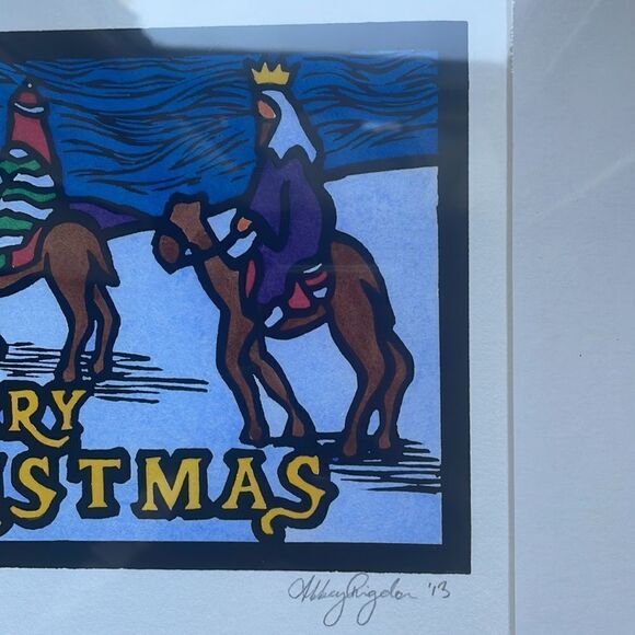 New in packaging “Merry Christmas” print with the three wise men & mat - Picture 4 of 8